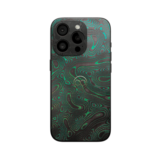 360° Luxury Case for iPhone - Emerald Glow Carbon
