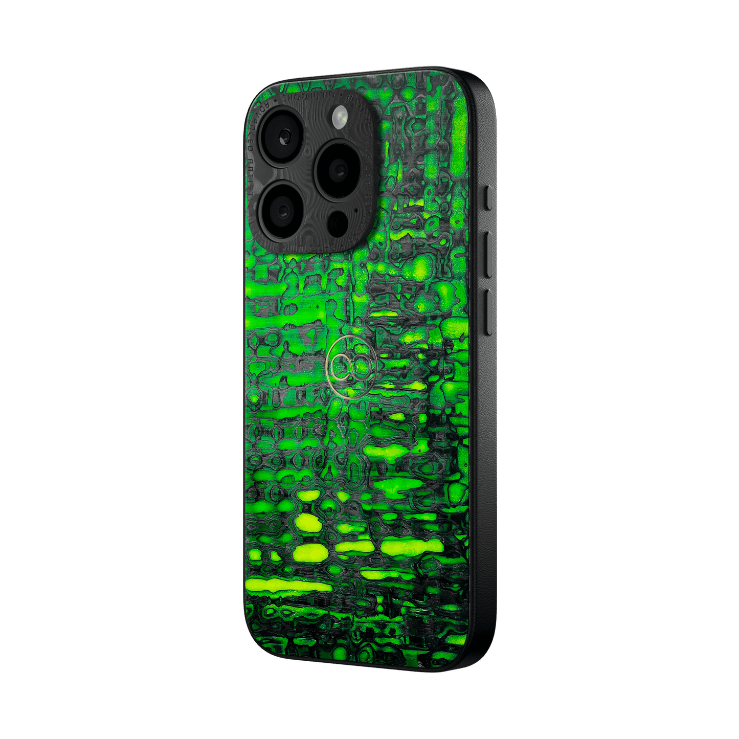 360° Luxury Case for iPhone - Green Lava Carbon