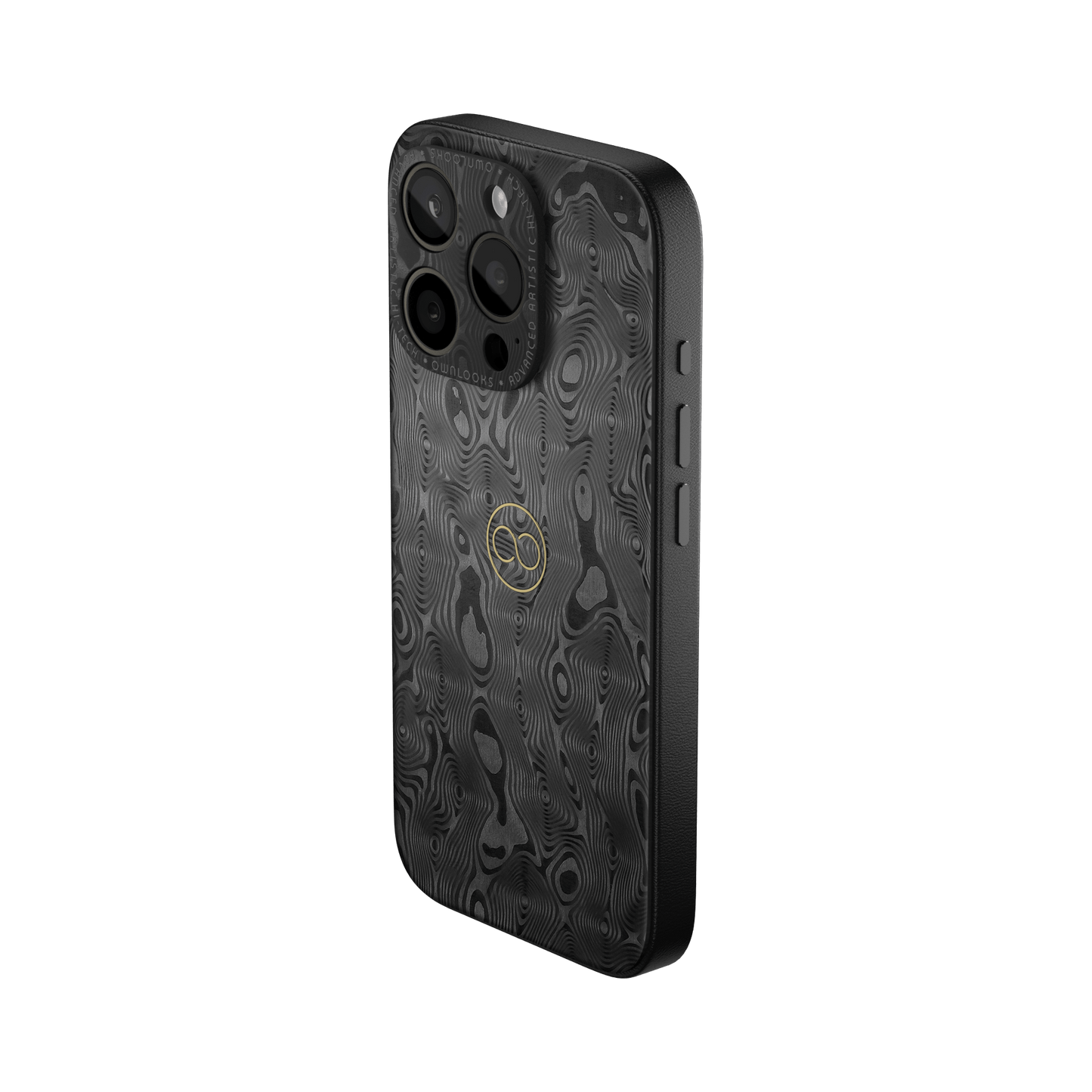 360° Luxury Case for iPhone - Black Damascus Carbon