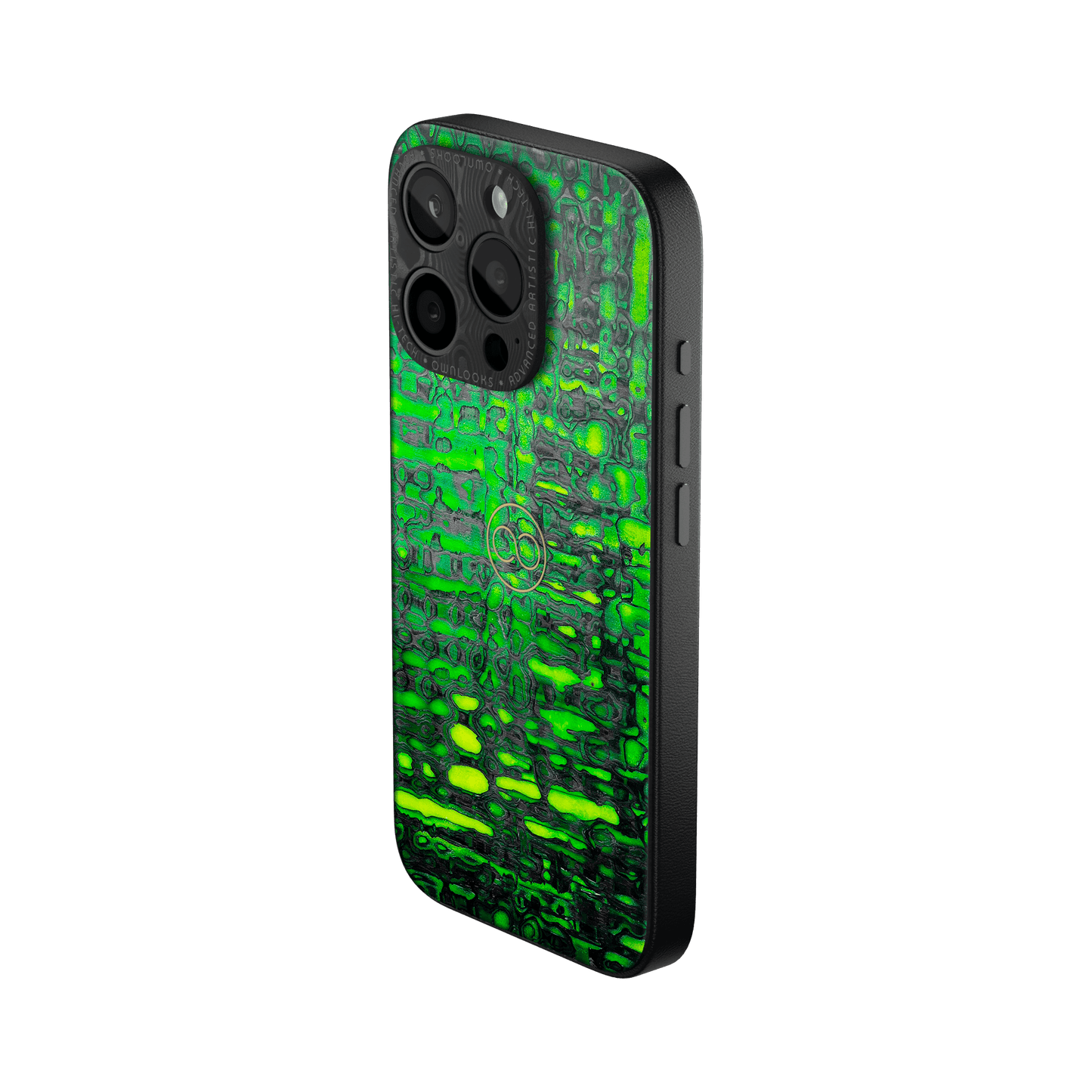 360° Luxury Case for iPhone - Green Lava Carbon