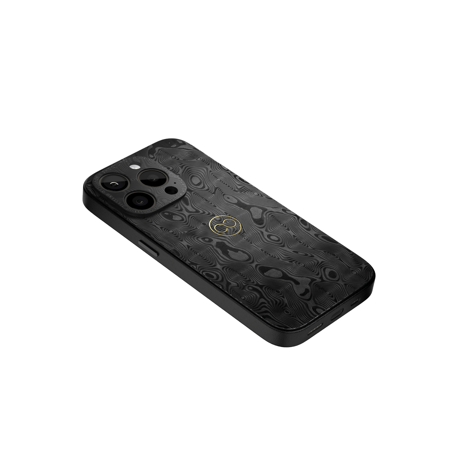 360° Luxury Case for iPhone - Black Damascus Carbon